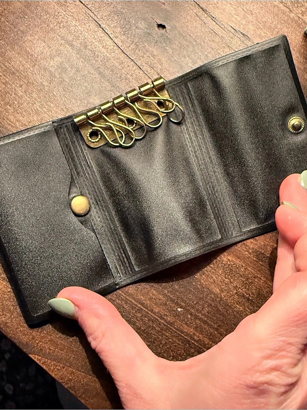 Vintage Black Leather Key Holder
